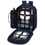 Unbranded Deluxe 2-Person Picnic Backpack with Insulated Cooler and Wine Holder - Bold Navy thumbnail 1