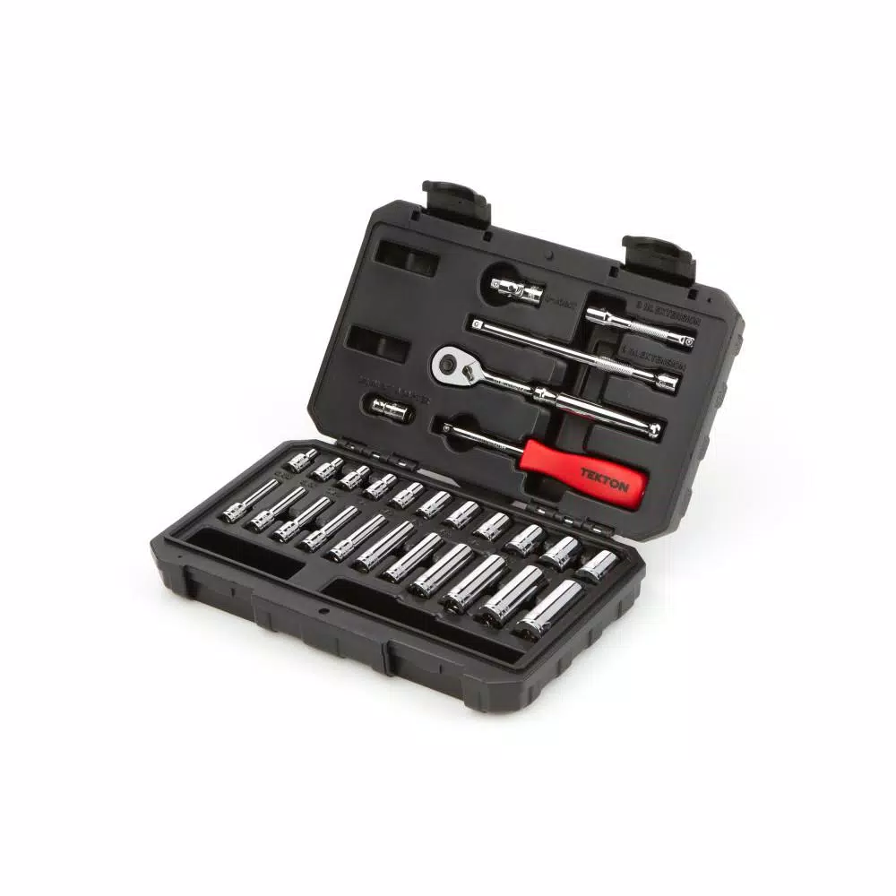 TEKTON 29-Piece 1/4 in. Drive 6-Point Socket and Ratchet Set, SAE