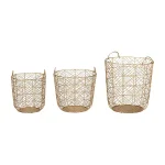 Home Decorators Collection Round Gold Metal Wire Decorative Basket Set, 3-Piece Mid-Century Modern Decor thumbnail 6