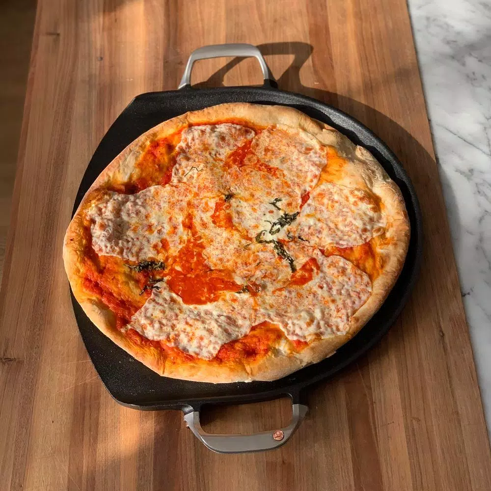 Outset 14 in. Cast Iron Pizza Iron with Forged Steel Handles