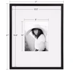 DesignOvation Gallery 16 x 20 Black Wood Picture Frame with White Mat for 8 x 10 Photo thumbnail 5