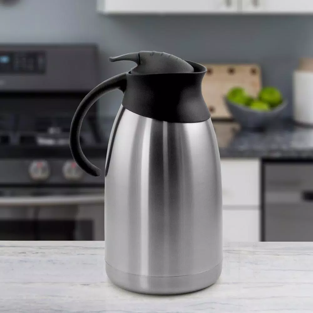 MegaChef 67.6 fl. oz. Stainless Steel Thermal Beverage Carafe with Black Lid
