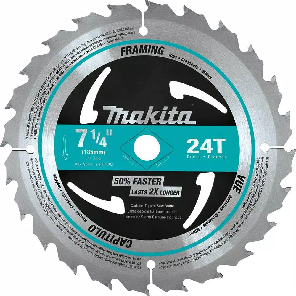 Makita 7-1/4 in. 24-Teeth Carbide-Tipped Framing Saw Blade, 10-Pack