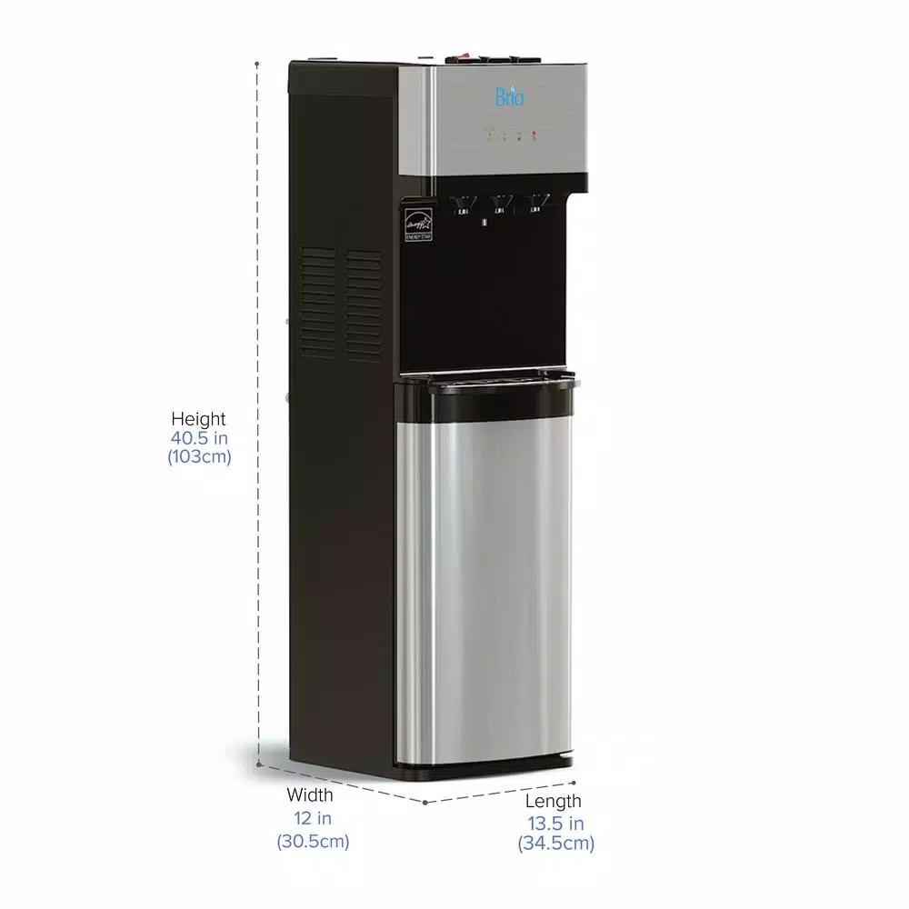 Brio Bottleless Water Cooler Dispenser, Stainless Steel, Hot & Cold, Self-Cleaning UV Light