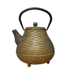 Old Dutch Orimono Black and Gold Cast Iron Tetsubin Teapot, 5.13-Cup thumbnail 1