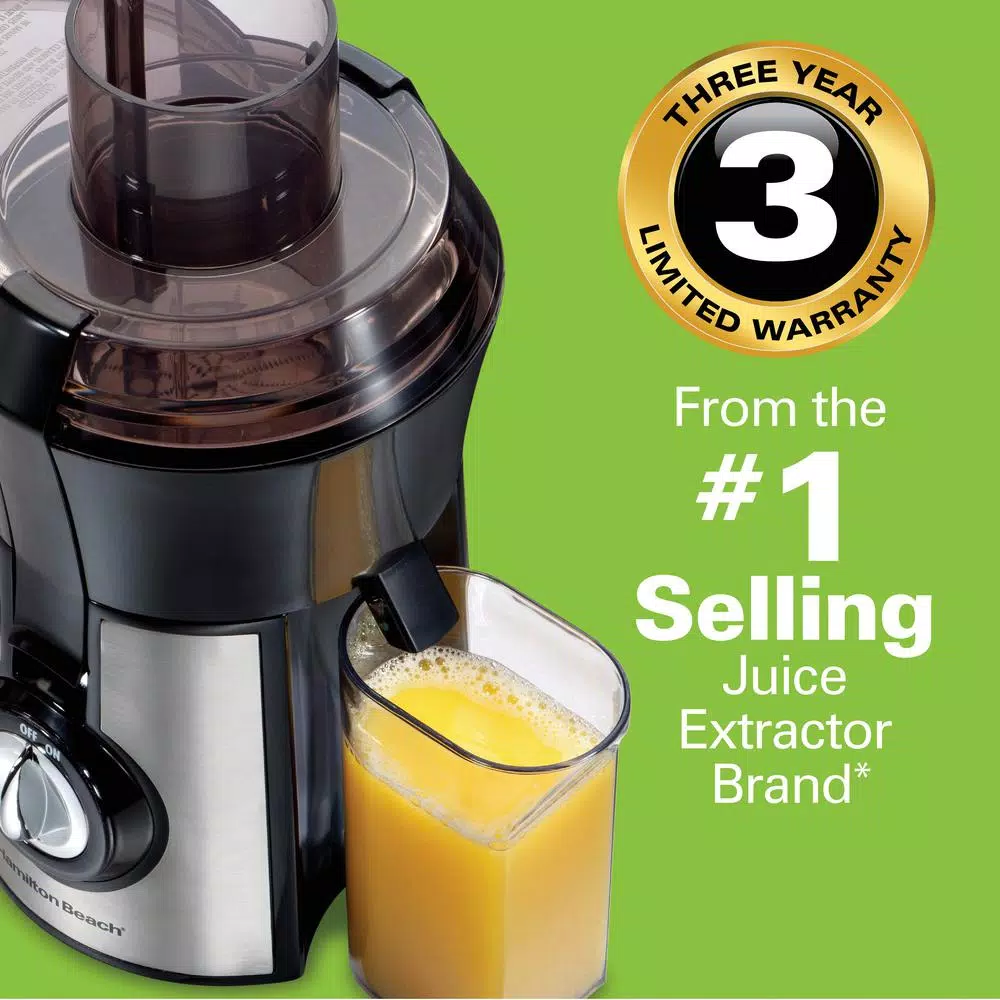 Hamilton Beach Big Mouth Pro 800W Centrifugal Juicer, 1 Qt, Black and Stainless Steel