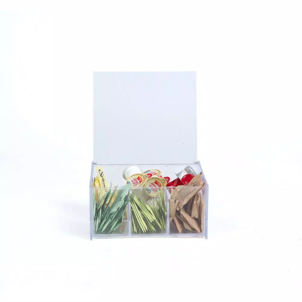 Mind Reader Clear Acrylic 6-Compartment Tea Bag Organizer and Pantry Storage Container with Lid