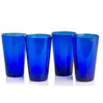 Abigails Blue Rain Drop Highball Glass Set of 4 - Mouth-Blown Bubble Glassware thumbnail 2