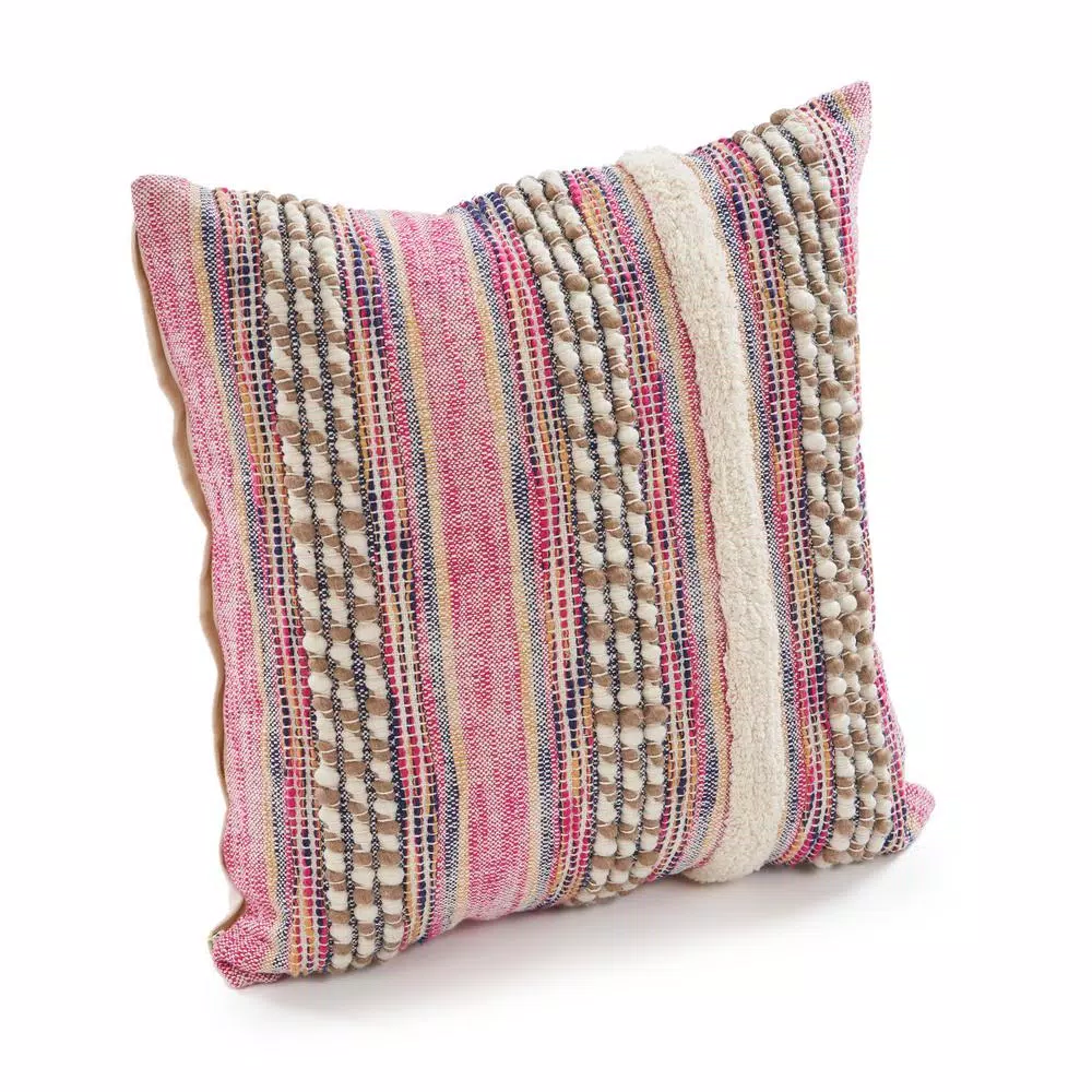 LR Resources Eclectic Pink Striped Hypoallergenic Throw Pillow, 18 x 18 in.