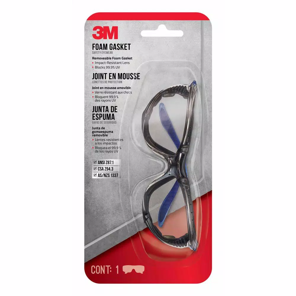 3M Performance Eyewear Foam-Gasket Safety Glasses with Mirrored Anti-Fog Lenses (6-Pack)