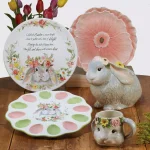 Certified International Sweet Bunny 10.5 in. Multicolored Earthenware 3-D Bunny Cookie Jar thumbnail 2