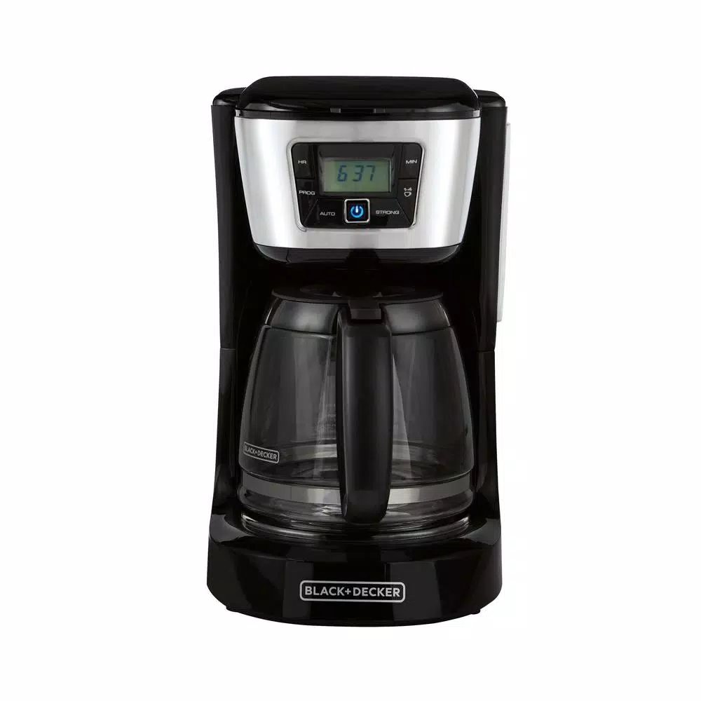BLACK+DECKER 12-Cup Programmable Drip Coffee Maker with QuickTouch Panel and Evenstream Showerhead, Black