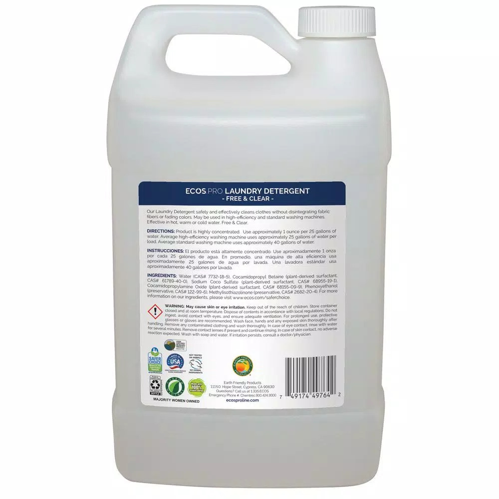ECOS Pro Free and Clear Liquid Laundry Detergent, 128 oz.