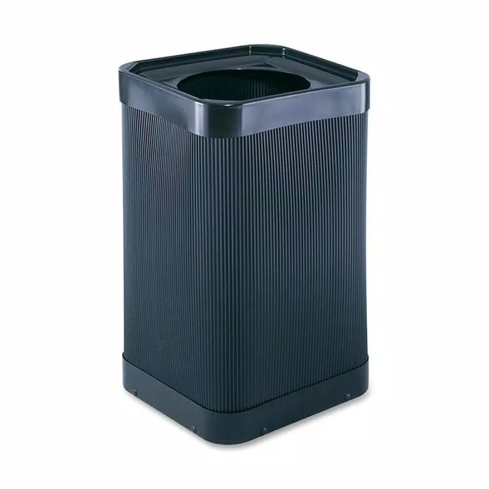 Safco 38 Gal. High-Density Polyethylene Trash Can with Lid, Black