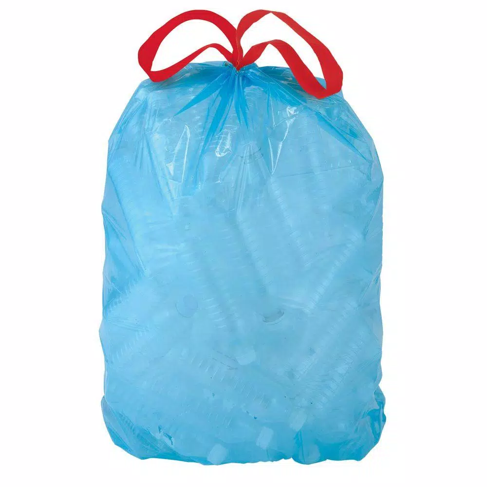 HUSKY 30 Gallon Blue Recycling Bags with Drawstring, 50-Count