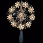 Northlight 7 in. Silver Tinsel Snowflake Starburst Christmas Tree Topper with Clear Mini Lights thumbnail 2