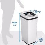 iTouchless 14 Gal. White Stainless Steel Touchless Motion Sensing Trash Can with Space-Saving Sliding Lid thumbnail 6