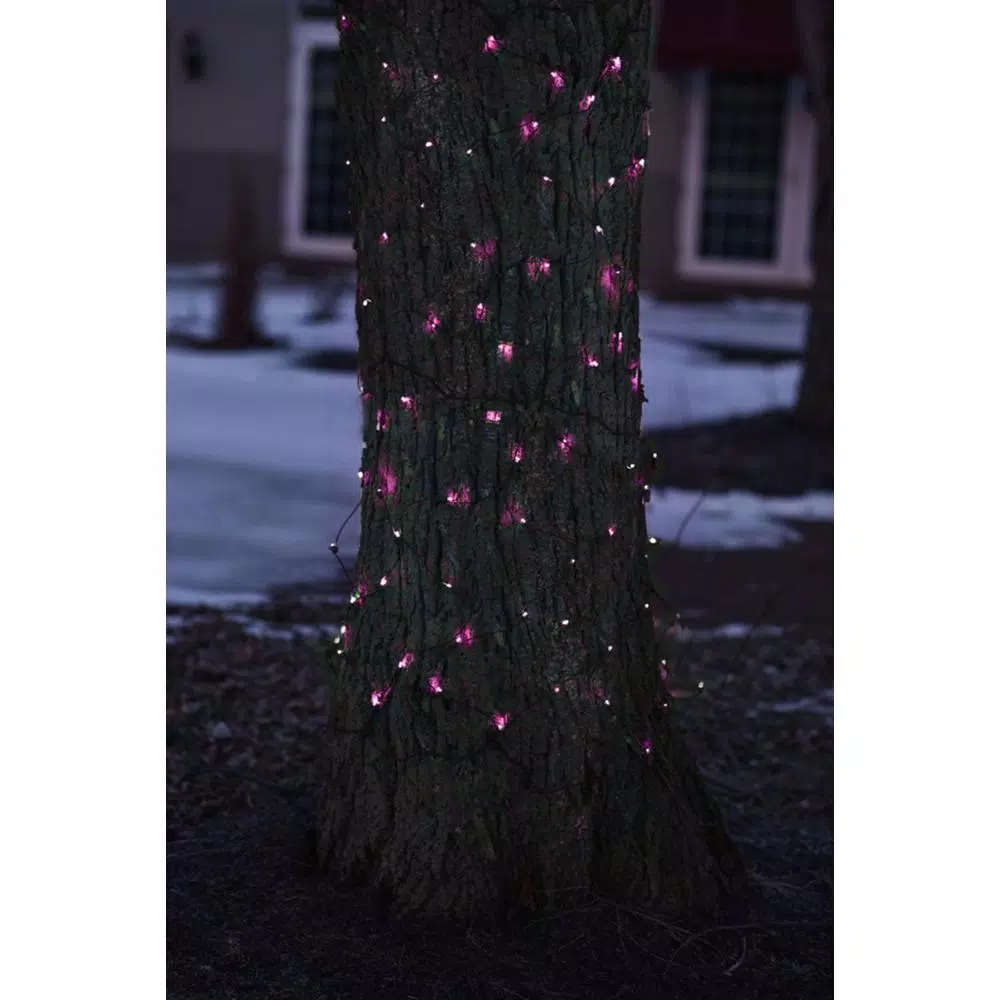 Northlight 2 ft. x 8 ft. Pink LED Net Style Christmas Tree Trunk Wrap Lights with Brown Wire