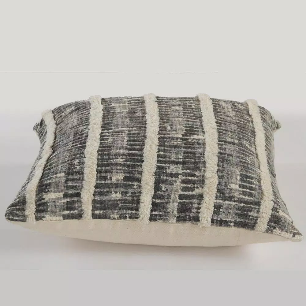 LR Resources Black and Gray Striped Hypoallergenic Throw Pillow, 18 x 18 in.