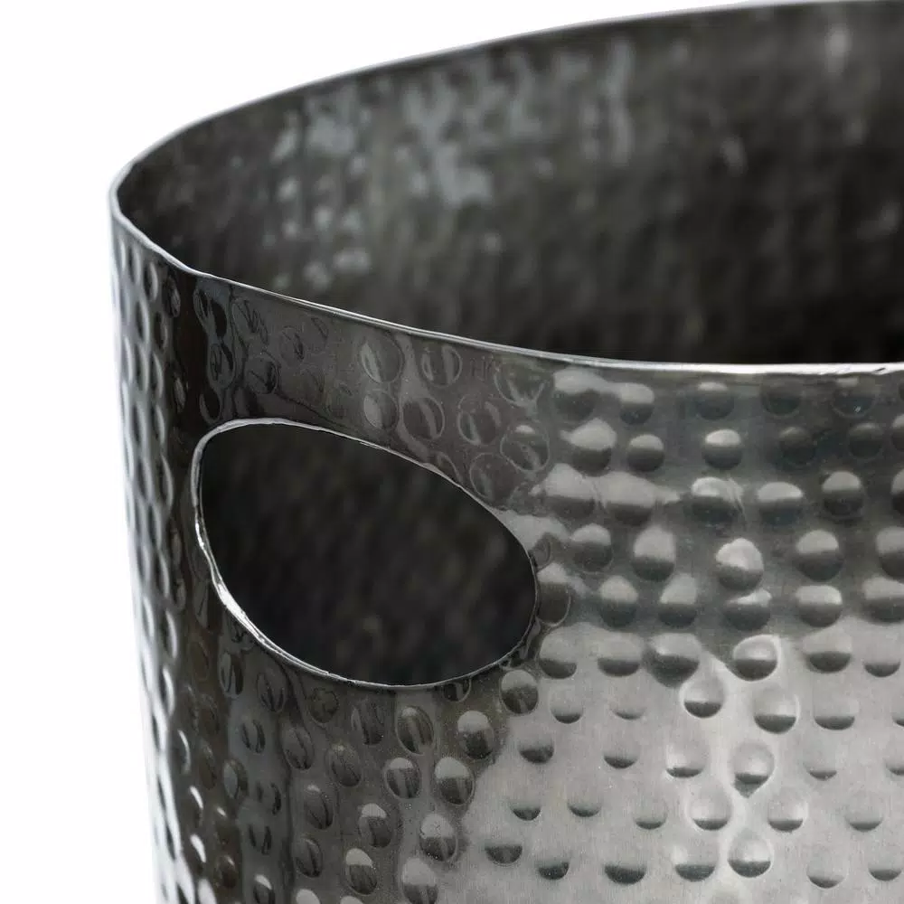 Honey-Can-Do Hammered Aluminum Beverage Tub with Handles - Glossy Black