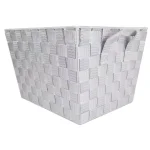 Home Basics Cool Grey Decorative Woven Fabric Storage Basket with Handles, 12 x 10 x 8 in. thumbnail 1