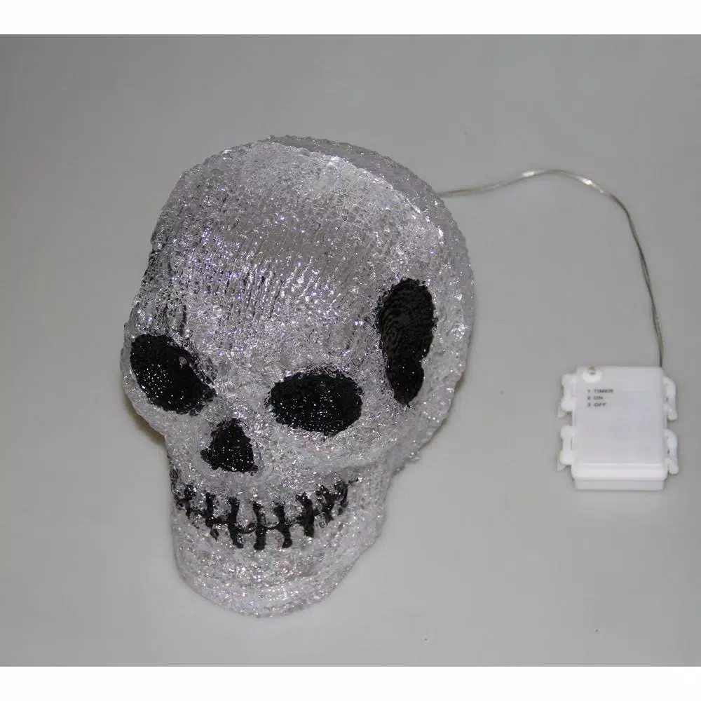 Novolink 7.9 in. White LED Decorative Skull Halloween Light - Handcrafted Indoor/Outdoor Decor