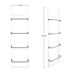 3R Studios 4-Bar Wall Mounted Towel Rack, Distressed Off-White Wood with Black Metal Bars thumbnail 2
