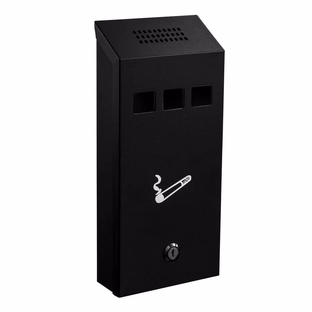 Alpine Industries Black Stainless Steel Wall-Mounted Cigarette Disposal Station