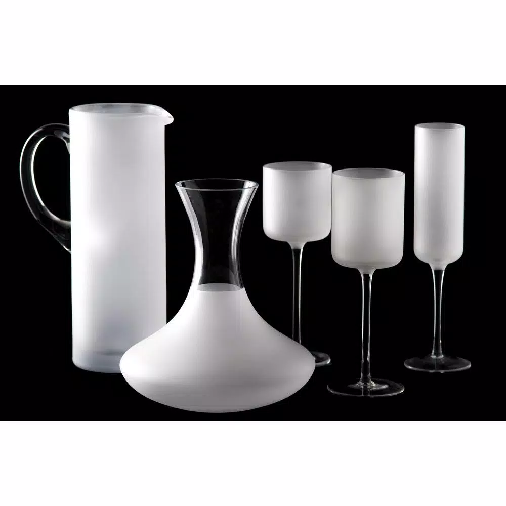 Abigails White Night Frosted Champagne Glass Set, 4-Piece Clear & Matte Glassware