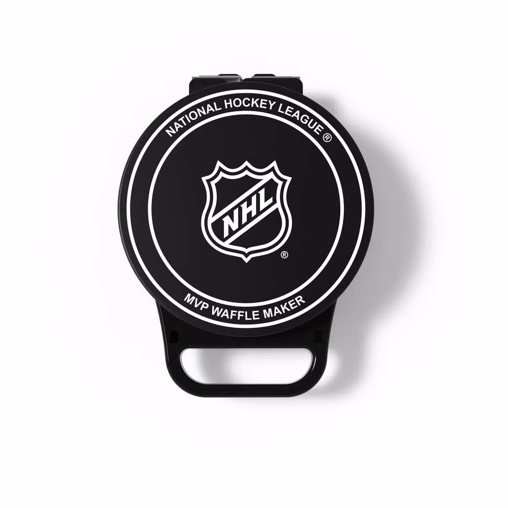 Pangea Brands NHL Hockey Puck Waffle Maker, Black Electric Grille