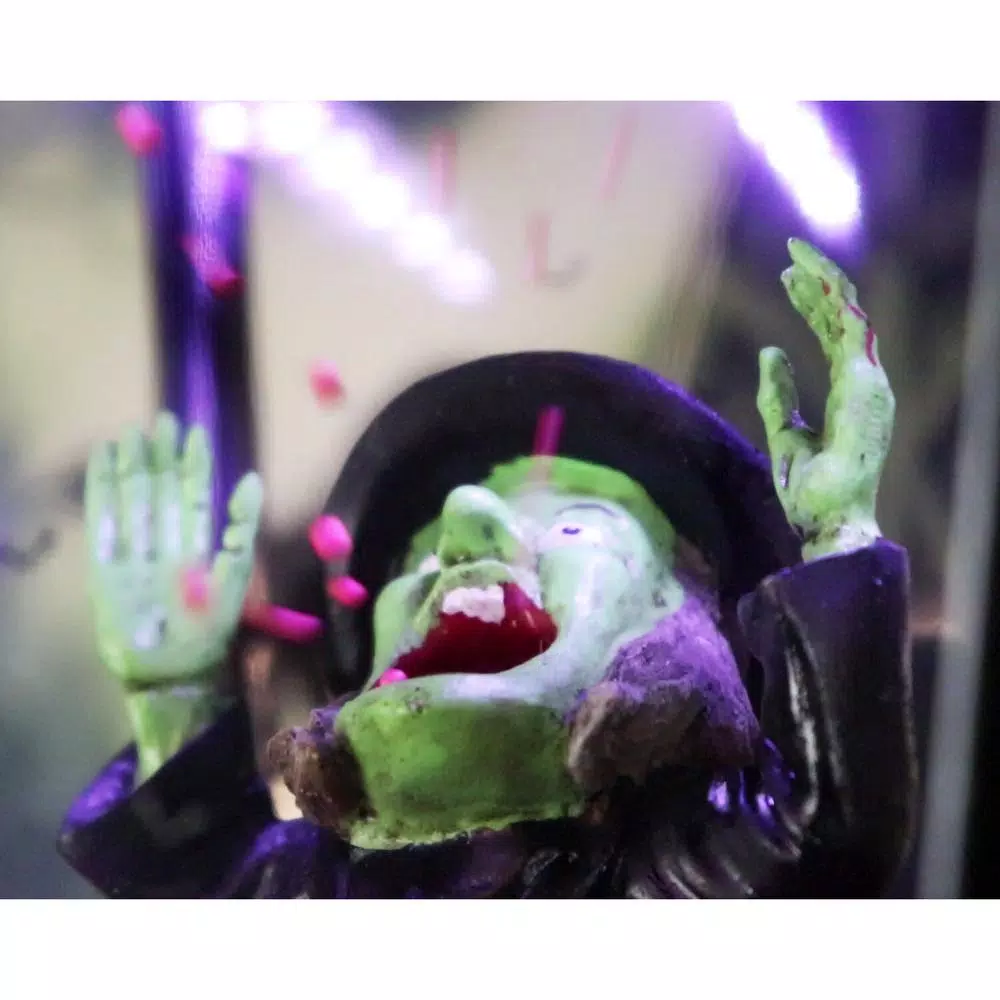 Haunted Hill Farm 71 in. Black Wicked Witch Animated Lamp Post with Spooky Music