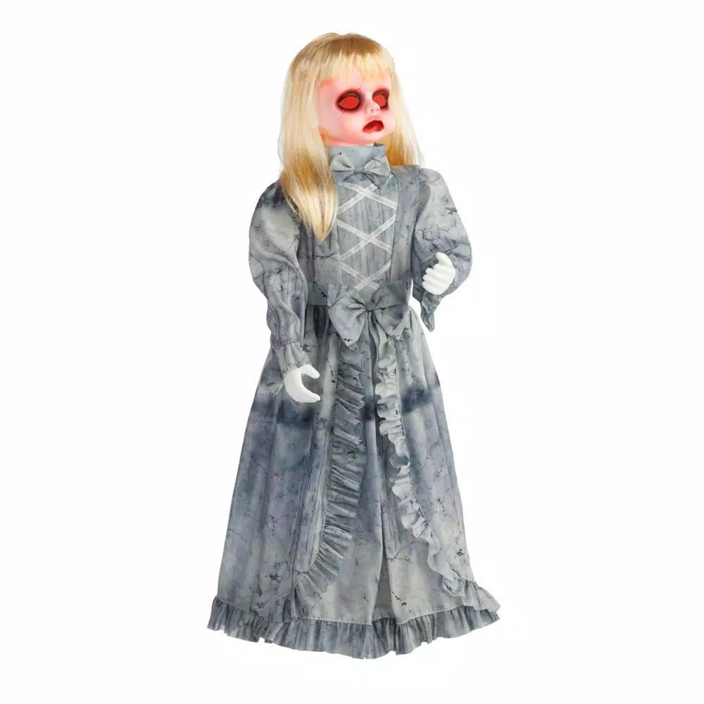 Home Accents Holiday 3 ft. Animated Victorian Doll with Red LED Eyes and Sound Sensor