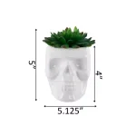 Flora Bunda White Ceramic Sugar Skull Succulent Planter with Artificial Plant, 4.5 x 3.5 in. thumbnail 2