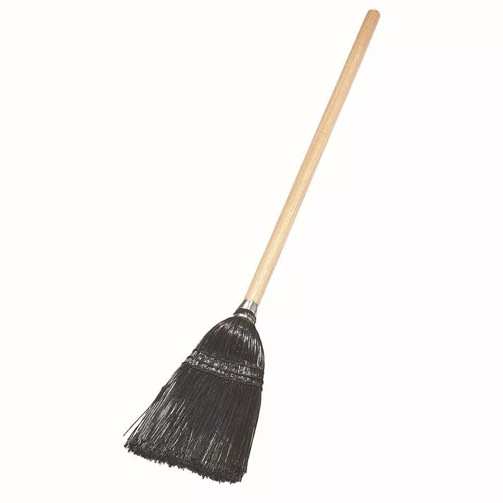 Carlisle 40 in. Synthetic Corn Lobby Broom with Wood Handle, Black/Beige