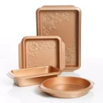 Gibson Home Richmound 4-Piece Copper Nonstick Carbon Steel Bakeware Set with Floral Embossed Design thumbnail 3