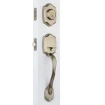 Kwikset Belleview Antique Brass Single Cylinder Handleset with Tylo Knob and SmartKey Security thumbnail 5