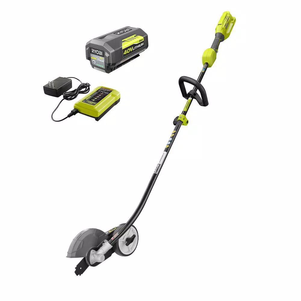 RYOBI 40V Lithium-Ion Expand-It Cordless Power Head with Edger Attachment, 4 Ah Battery and Charger Included