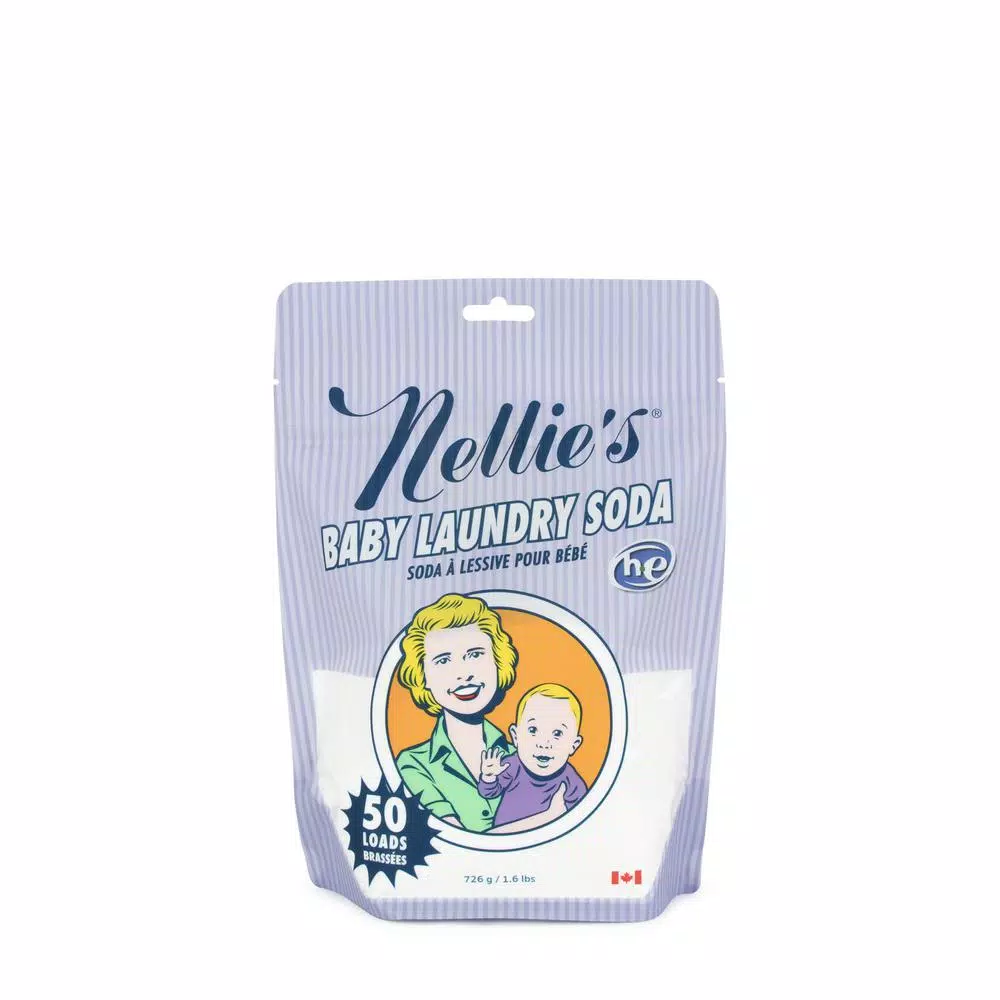 NELLIE'S Baby Laundry Soda Pouch - Plant-Based Hypoallergenic Laundry Powder