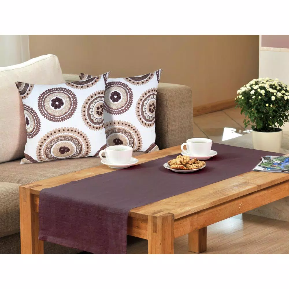 Unbranded Maryam Brown and White Geometric Cotton Throw Pillow, 20 x 20 in.