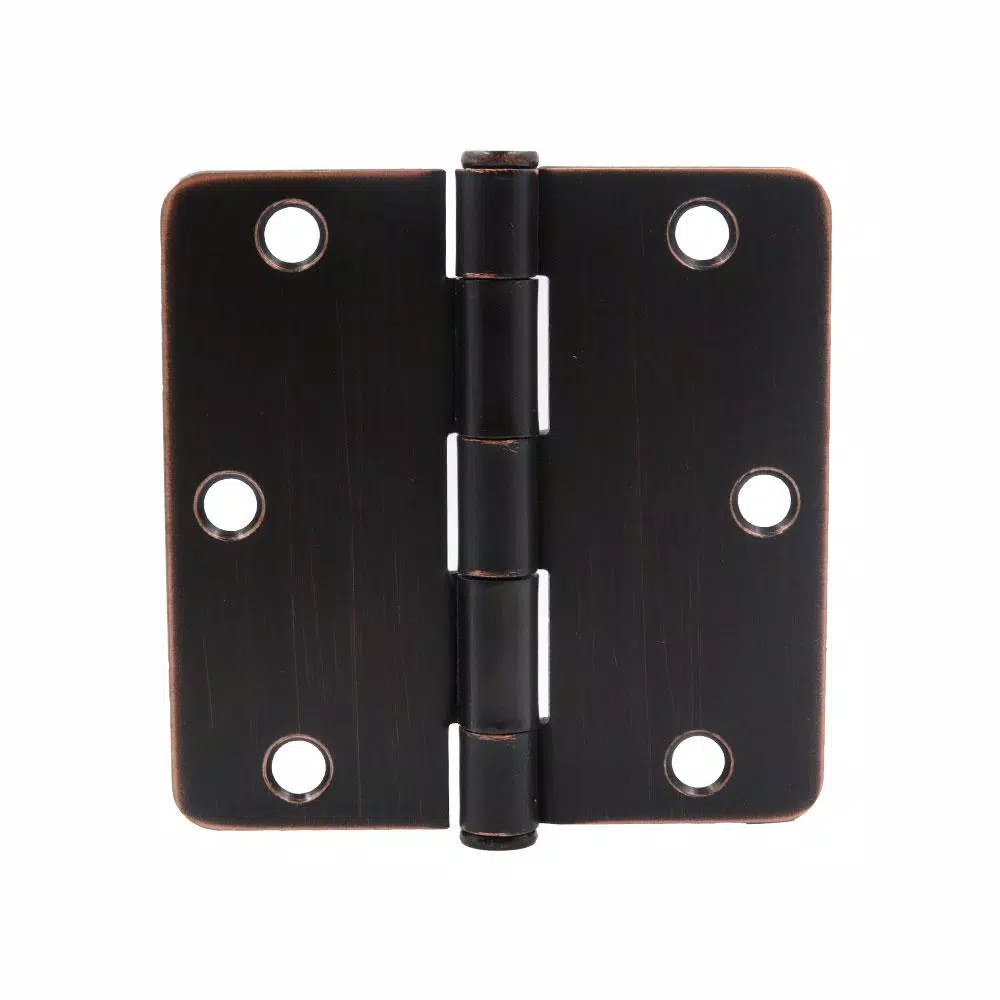 Everbilt 3-1/2 in. x 1/4 in. Radius Oil-Rubbed Bronze Steel Door Hinge, 24-Pack