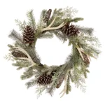 Glitzhome 24 in. Flocked Pinecone and Antler Artificial Christmas Wreath thumbnail 1