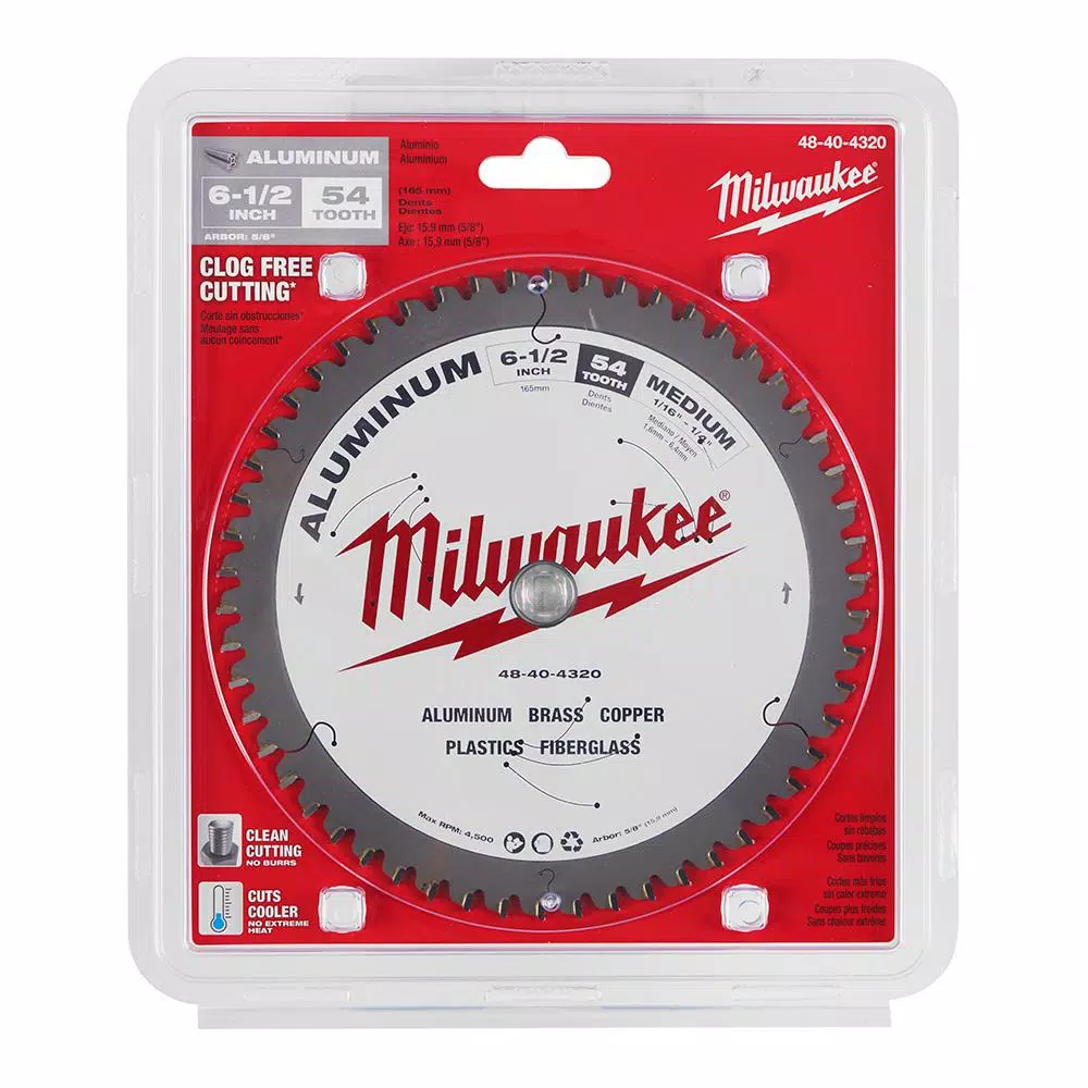 Milwaukee 6-1/2 in. 54T Carbide Aluminum and Metal Cutting Circular Saw Blade
