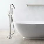 Vanity Art 40 in. Freestanding Single-Handle Claw Foot Tub Faucet with Hand Shower, Brushed Nickel thumbnail 3
