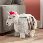 StyleWell White Unicorn Water Hyacinth Woven Decorative Basket with Lid thumbnail 3