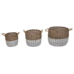 Glitzhome Natural Round Wicker Willow Baskets with Rope Handles, Set of 3, Farmhouse Style thumbnail 3