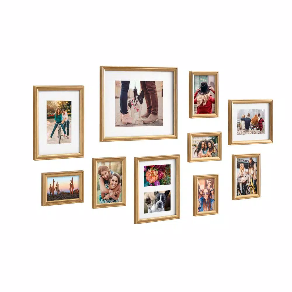 Kate and Laurel Adlynn Gold Gallery Wall Picture Frame Set, 10-Piece Glam Decor