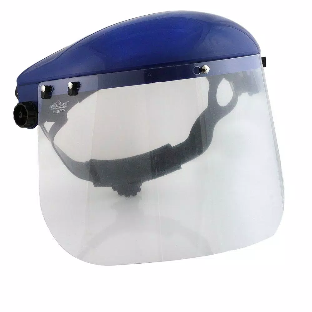 Bison Life Ratchet Headgear for Face Shields, High-Strength Thermoplastic, Blue