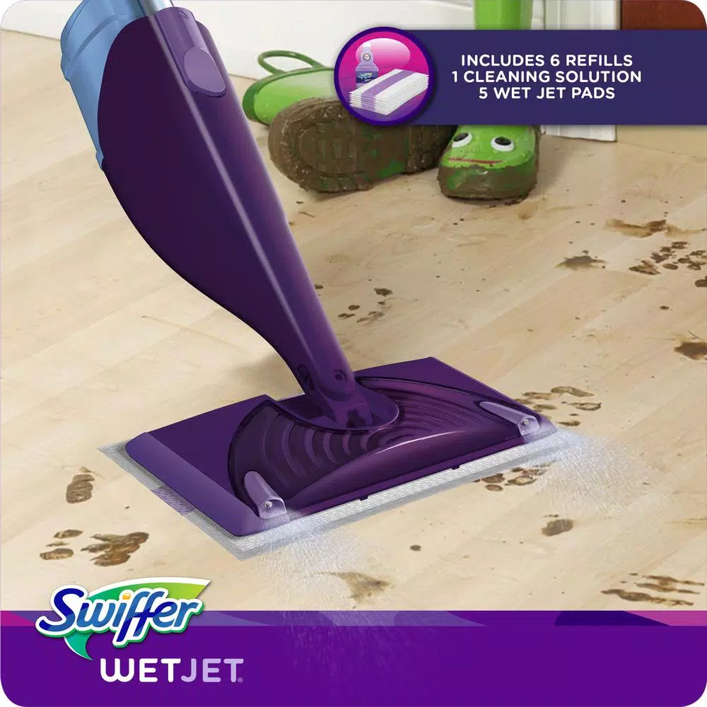 Swiffer WetJet Power Mop Starter Kit for Hardwood, Laminate, and Tile Floors
