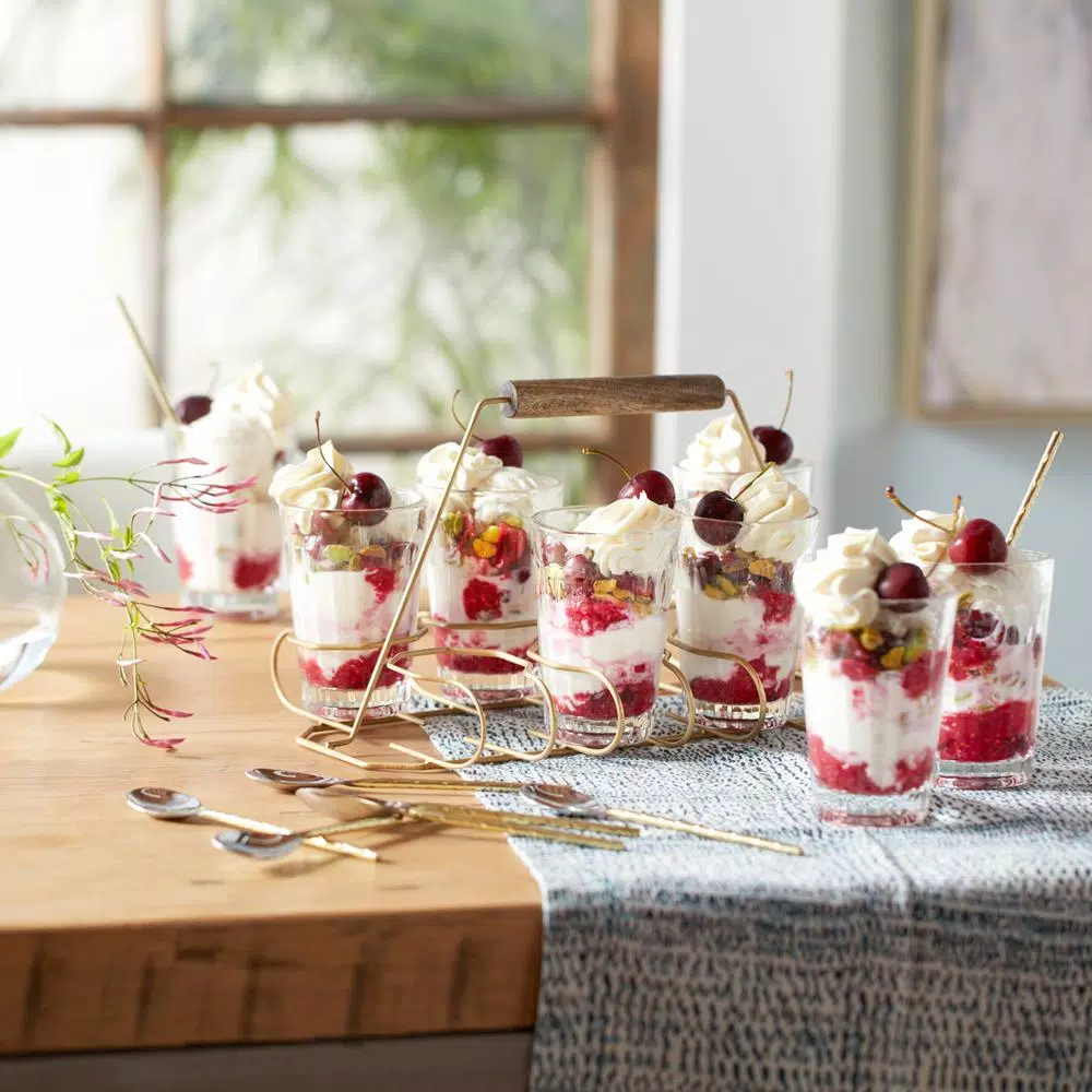 Libbey 8-Piece Glass and Metal Entertaining Set with Caddy and Serving Spoons