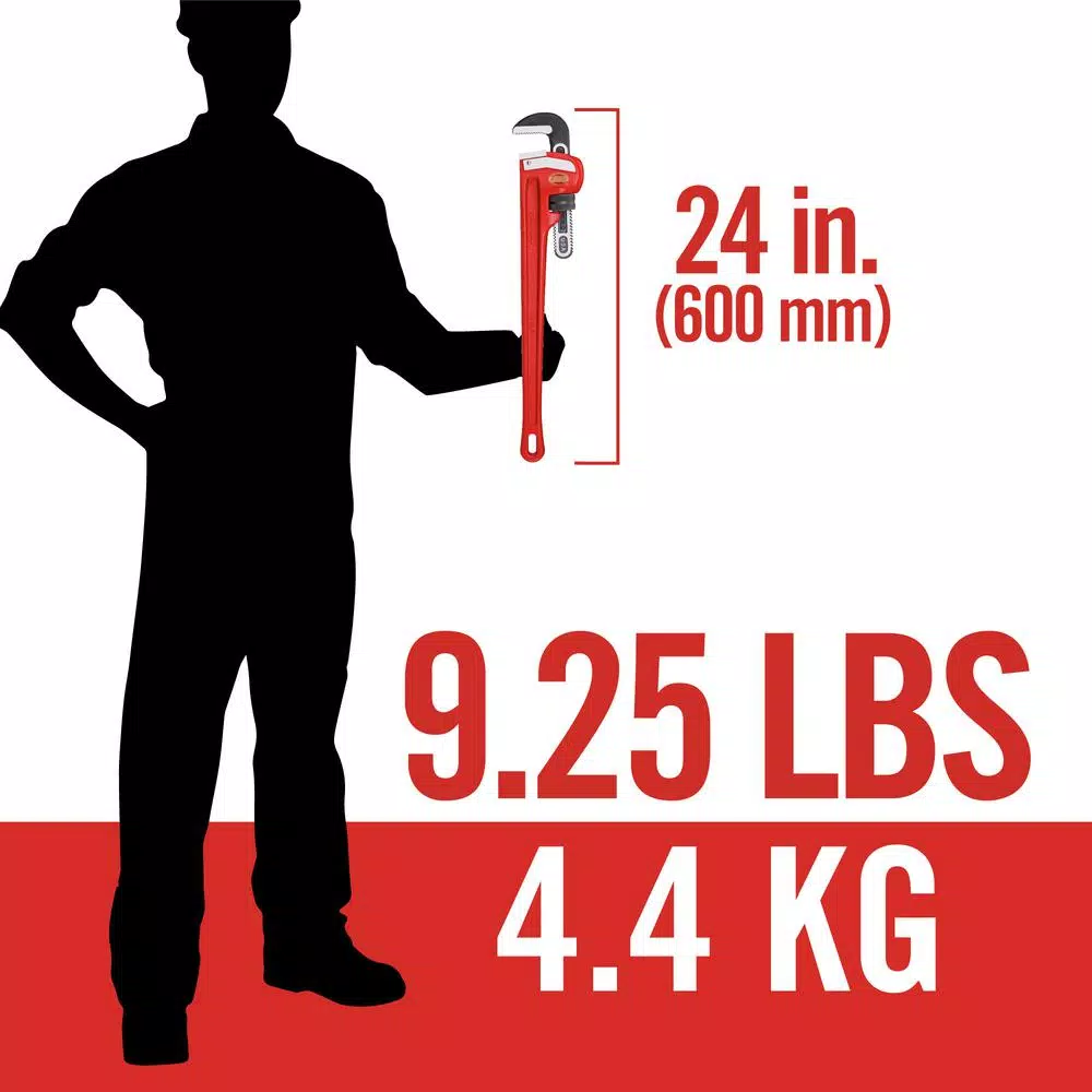 RIDGID 24 in. Heavy-Duty Straight Pipe Wrench, 3 in. Capacity
